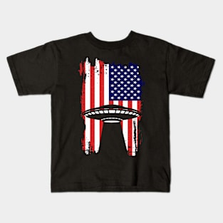 American Flag Ufo Alien Kids T-Shirt